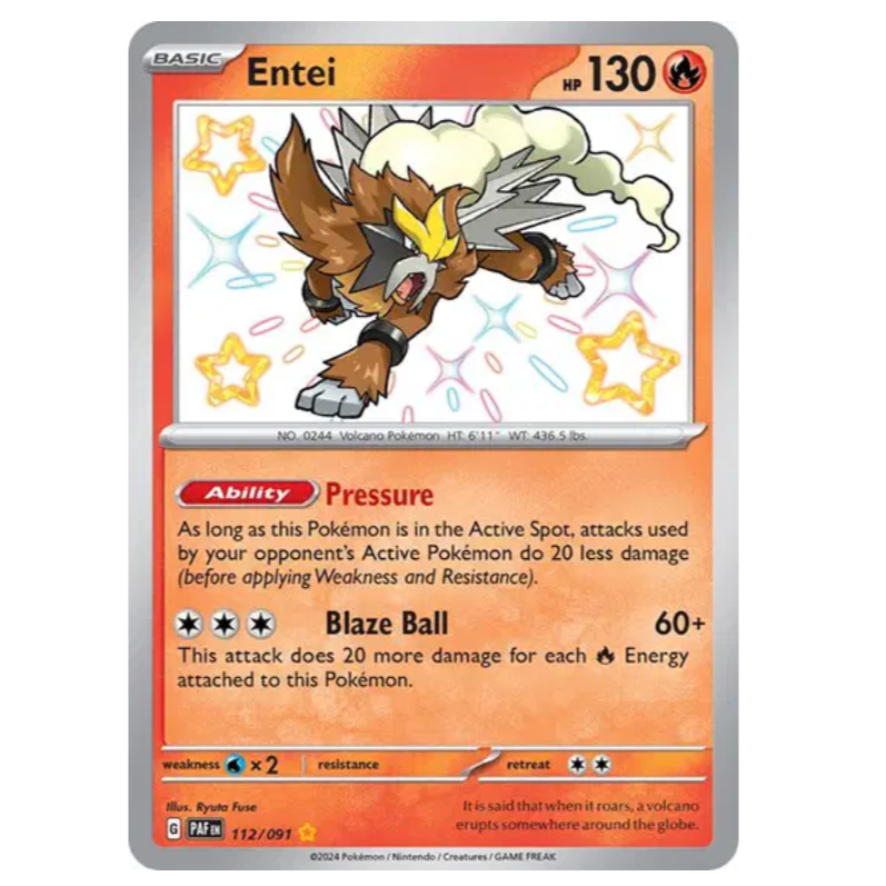 Pokemon TCG Entei *Baby Shiny* Paldean Fates 112/091