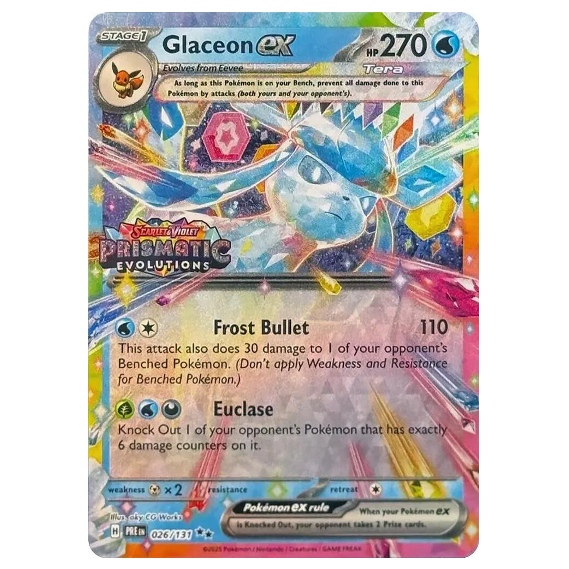 Pokemon TCG Glaceon ex Prismatic Evolution 026/131 *Stamped*