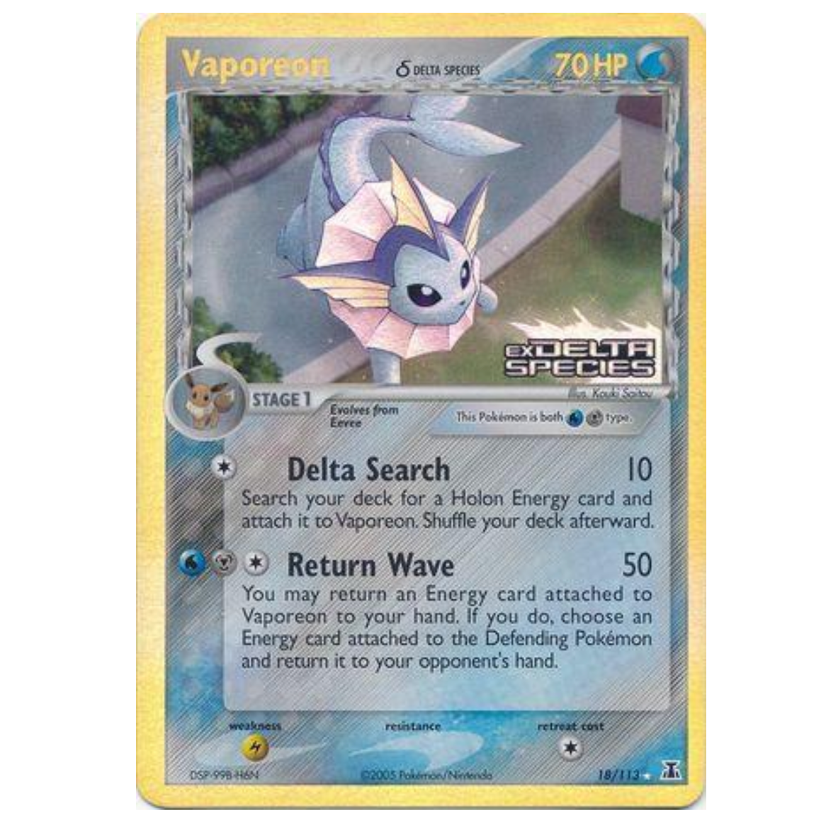 Pokemon TCG Vaporeon *Reverse Holo* EX Delta Species 18/113