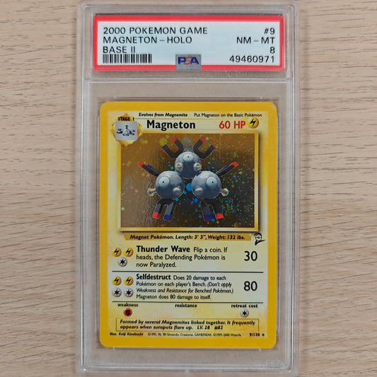 Pokemon TCG 2000 Base Set 2 Magneton Holo 9/130 (PSA 8)