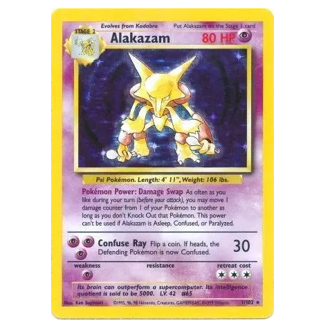 Pokemon TCG Alakazam *Holo* Base Set 1/102