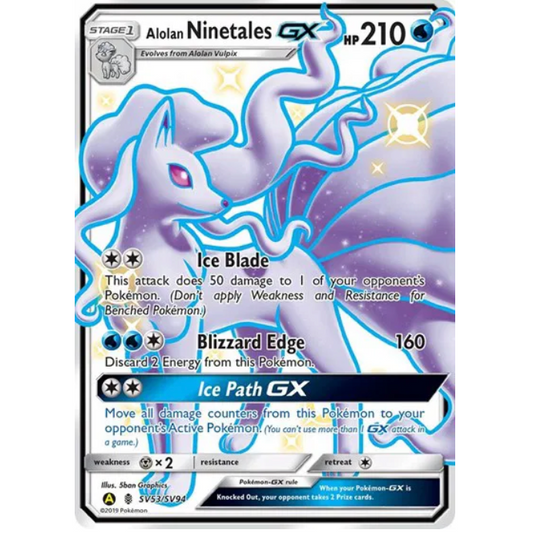 Pokemon TCG Alolan Ninetales GX Hidden Fates SV53/SV94