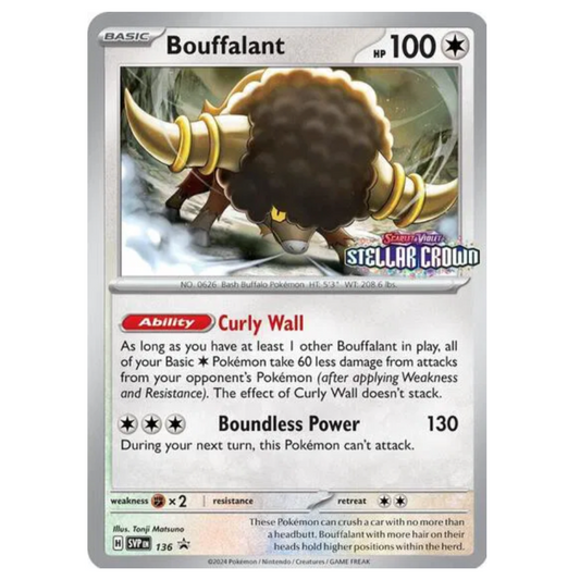 Pokemon TCG Bouffalant Stellar Crown Stamped Promo 136