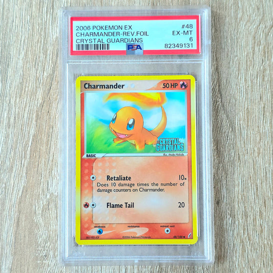 Pokemon TCG Charmander *Reverse Holo* Crystal Guardians 48/100 (PSA 6)