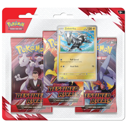 Pokemon TCG Destined Rivals 3 Pack Blister - Zebstrika