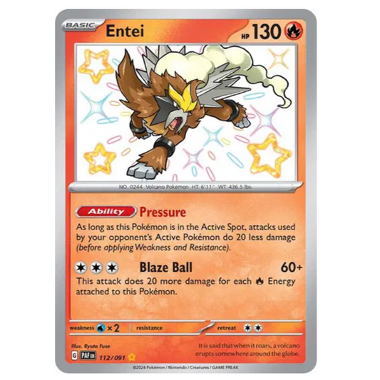 Pokemon TCG Entei *Baby Shiny* Paldean Fates 112/091