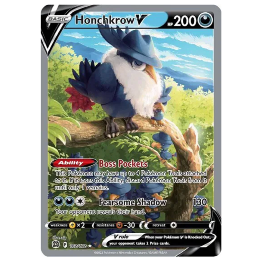 Pokemon TCG Honchkrow V Brilliant Stars 162/172
