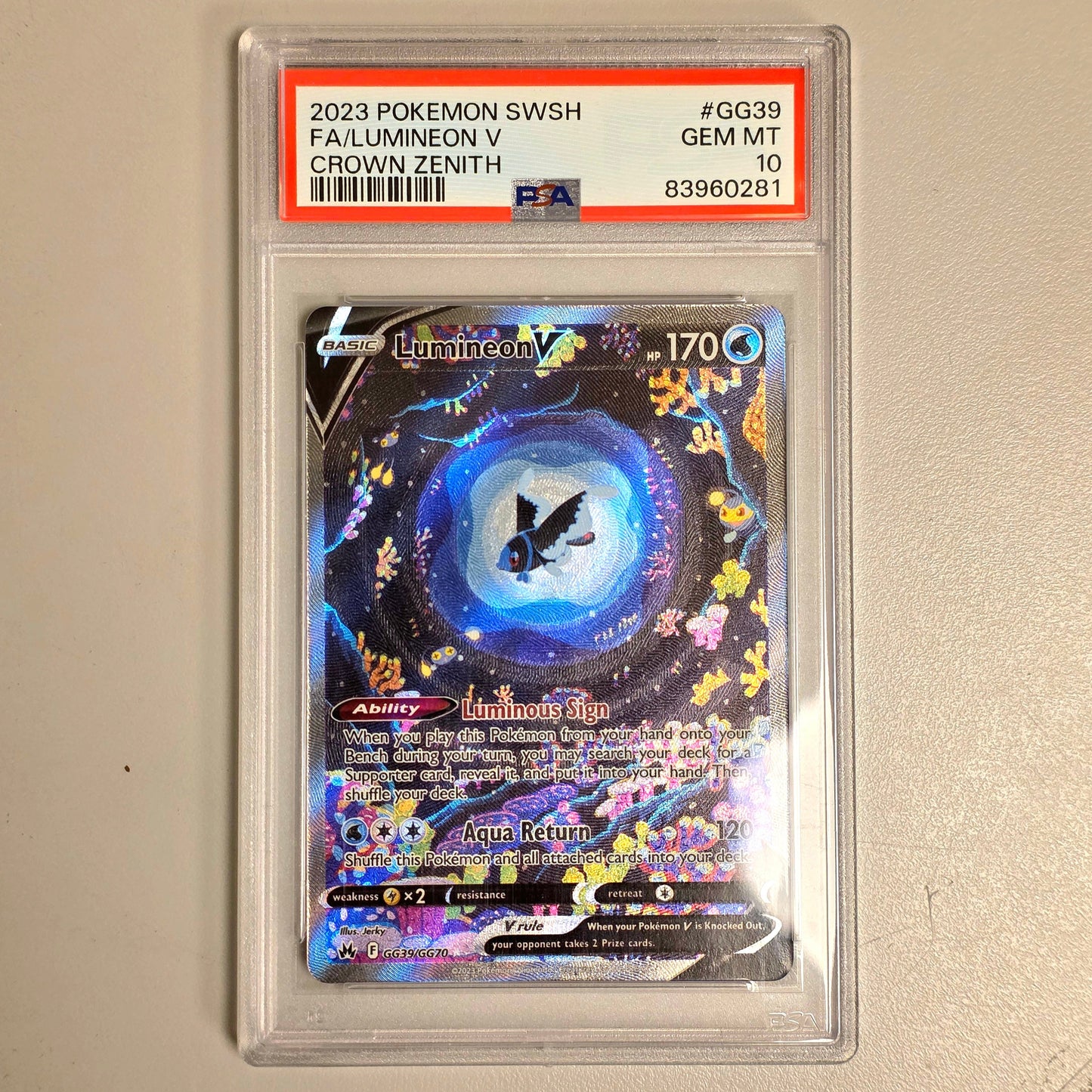 Pokemon TCG Lumineon V Crown Zenith GG39/GG70 (PSA 10)