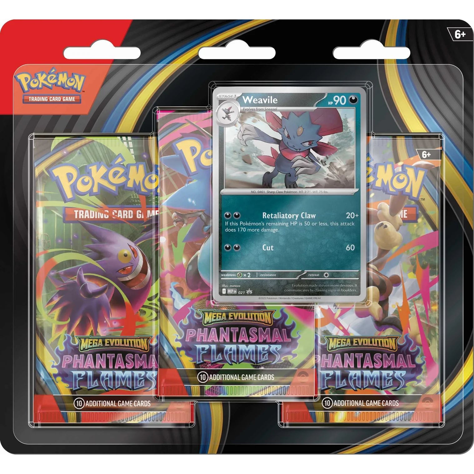 Pokemon TCG Mega Evolution Phantasmal Flames 3 Pack Blister Weavile