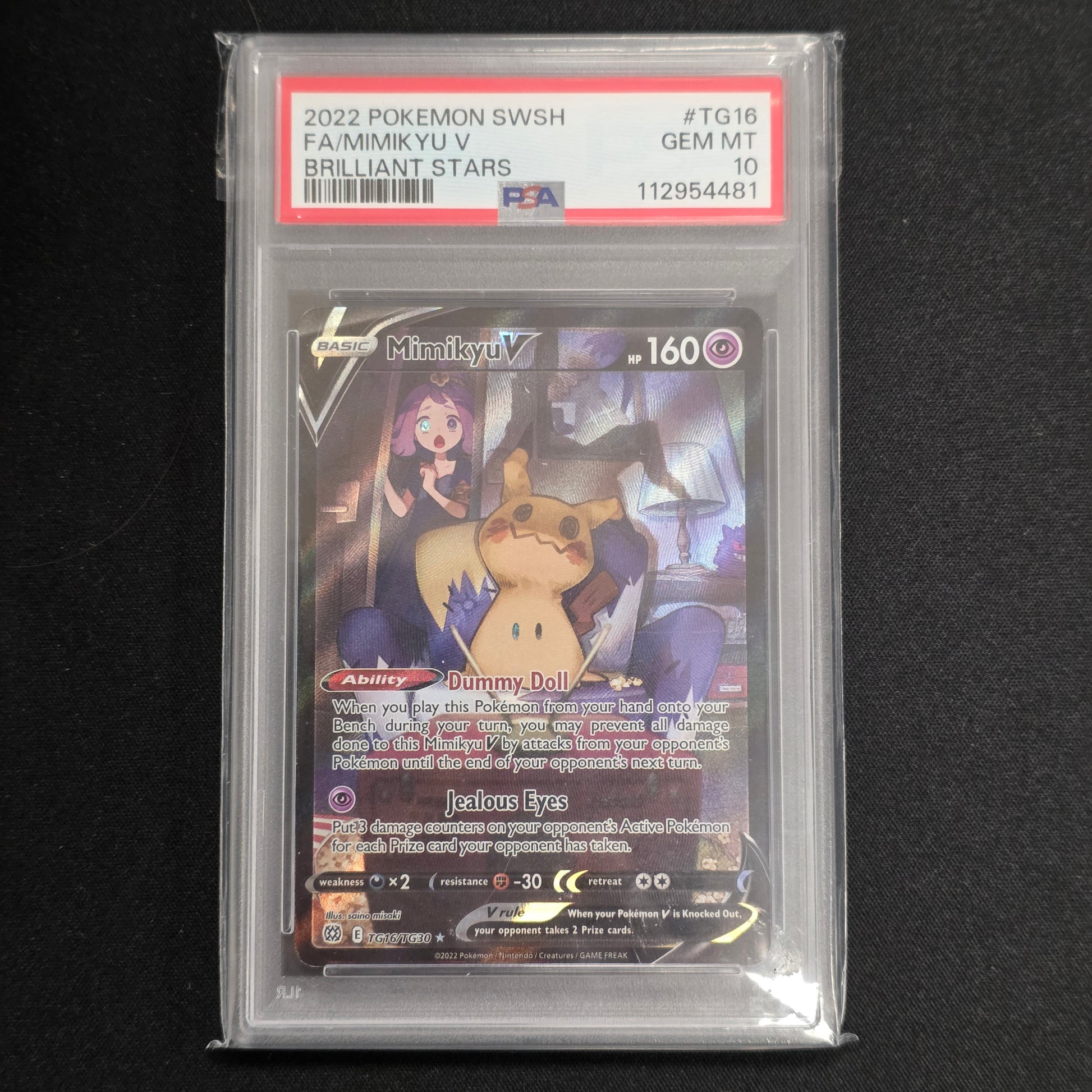 Pokemon TCG Mimikyu V Brilliant Stars TG16/TG30 (PSA 10)