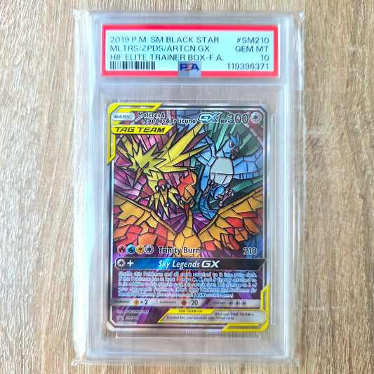 Pokemon TCG Moltres & Zapdos & Articuno GX Promo SM210 (PSA 10)