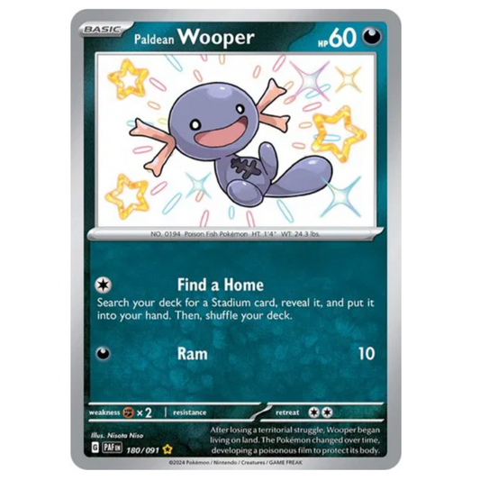 Pokemon TCG Paldean Wooper *Baby Shiny* Paldean Fates 180/091