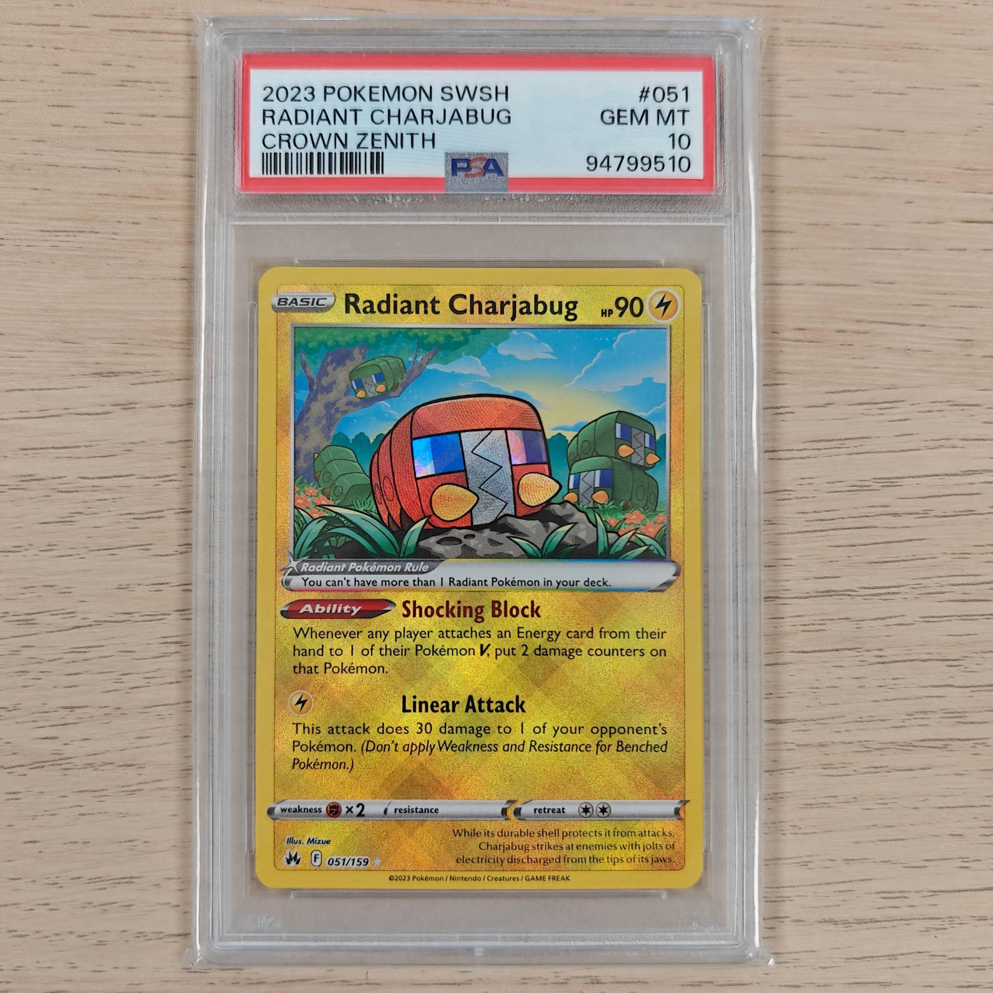 Pokemon TCG Radiant Charjabug Crown Zenith 051/159 PSA 10