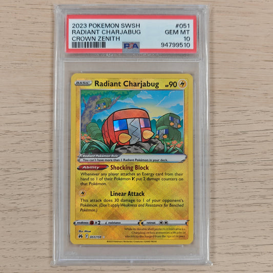 Pokemon TCG Radiant Charjabug Crown Zenith 051/159 PSA 10