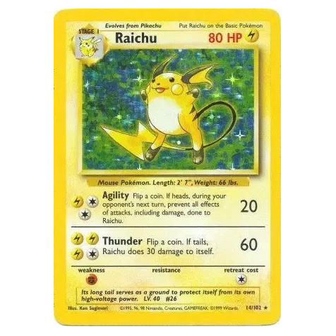 Pokemon TCG Raichu *Holo* Base Set 14/102
