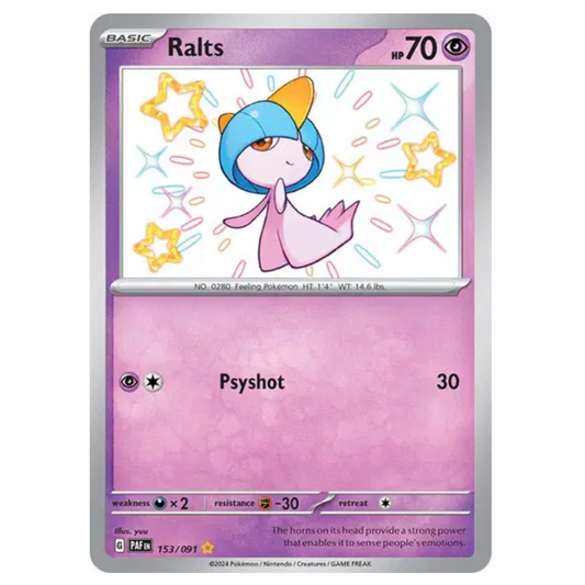 Pokemon TCG Ralts *Baby Shiny* Paldean Fates 153/091