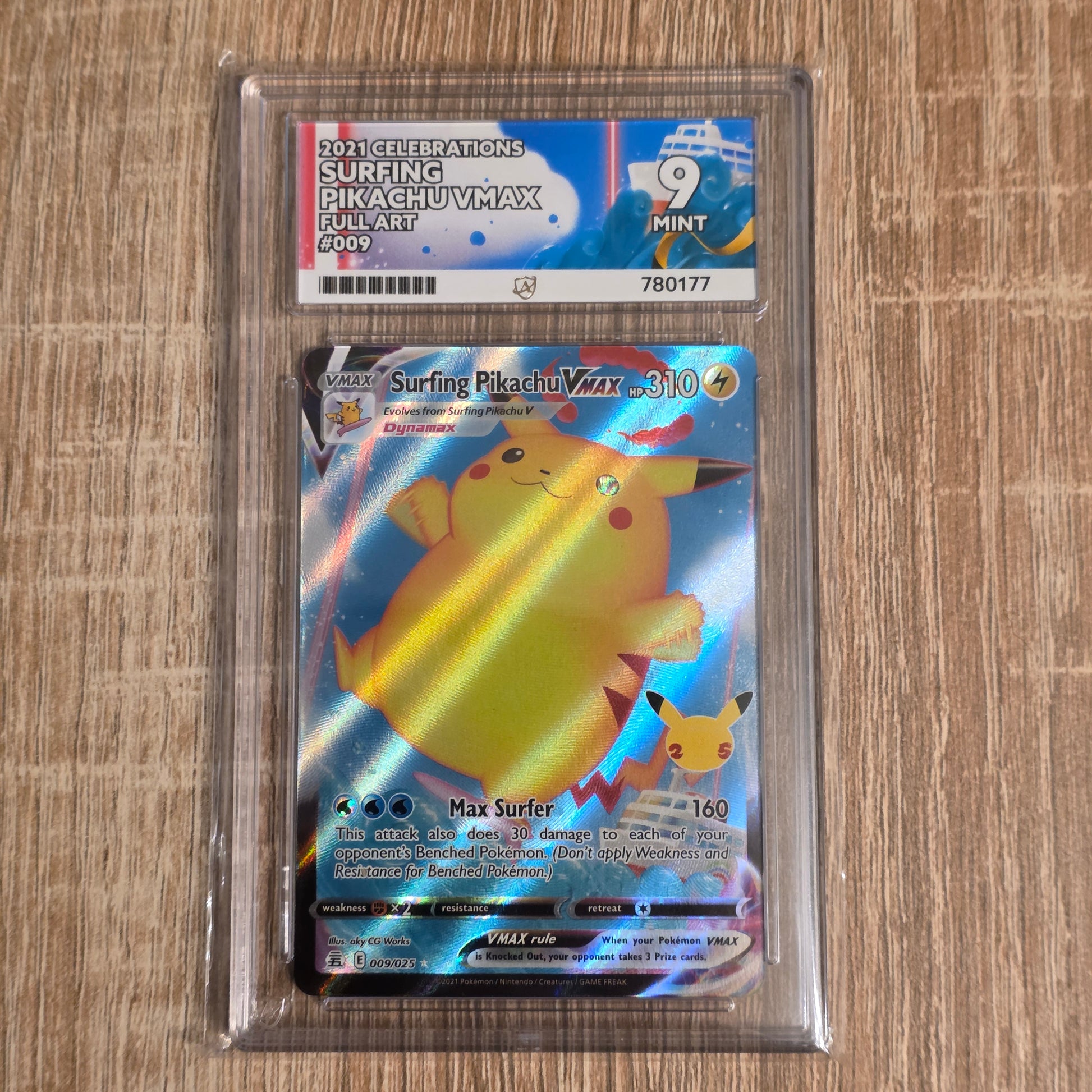 Pokemon TCG Surfing Pikachu VMAX Celebrations 009/025 (Ace 9)