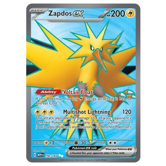 Pokemon TCG Zapdos EX 151 192/165