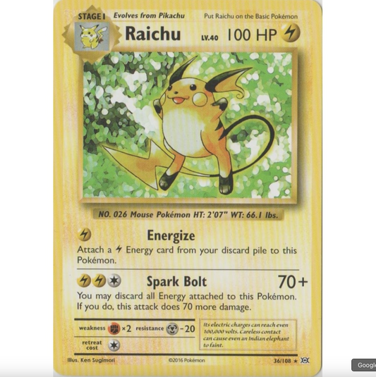 Pokemon TCG Raichu *Holo* Evolutions 36/108