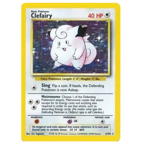Pokemon TCG Clefairy *Holo* Base Set 5/102