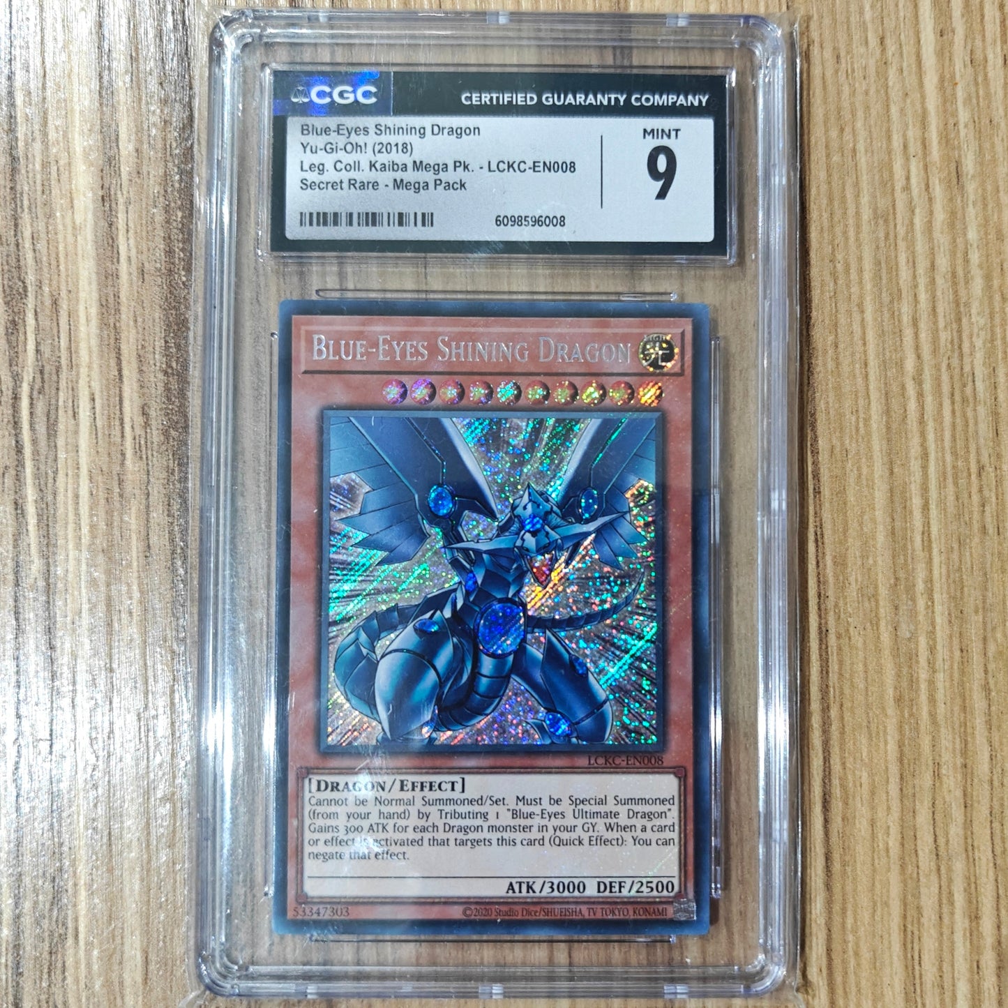 Yu-Gi-Oh! TCG Blue-Eyes Shining Dragon *Secret Rare* Legendary Collection Kaiba Mega Pack LCKC-EN008 (CGC 9)