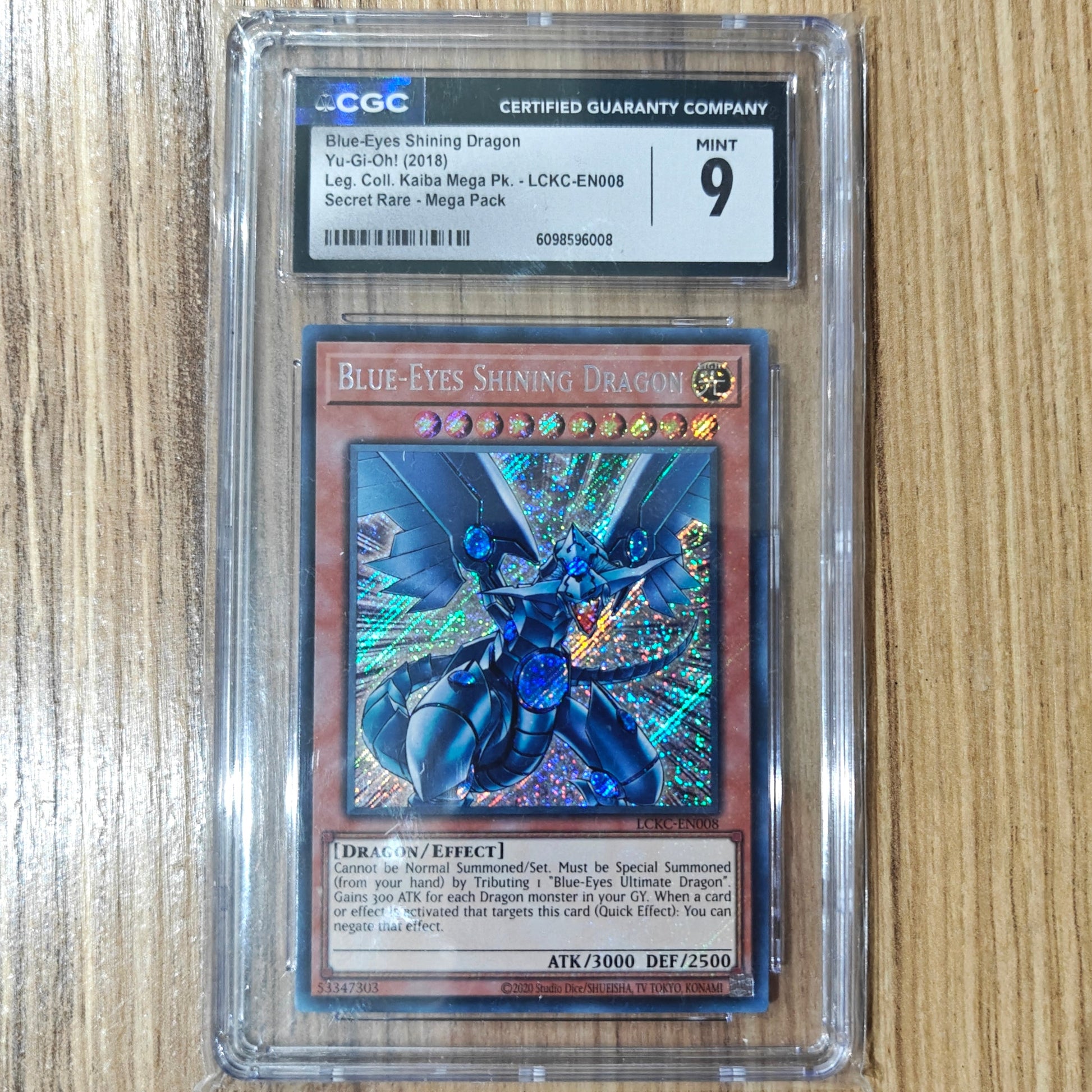 Yu-Gi-Oh! TCG Blue-Eyes Shining Dragon *Secret Rare* Legendary Collection Kaiba Mega Pack LCKC-EN008 (CGC 9)